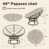 MeetLeisure 46'' Large Size Papasan Chair with Cushion and Frame, Overstuffed Thickened Papasan, Lazy Circle Round Chair, Beige MeetLeisure