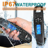 LIKEPAI Instant Read Meat Thermometer for Kitchen Cooking, Ultra Fast Precise Waterproof Digital Food Thermometer with Backlight, Magnet and Foldable Probe for Deep Fry, Outdoor BBQ, Grill（Black） LIKEPAI