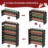 Domax Wine Rack Freestanding Floor - 8 Tiers Wine Bottle Holder 72 Bottle Stackable Wine Rack， Bamboo Wine Holder Wine Storage Racks for Kitchen, Bar, pantry and Cellar (Black) Domax