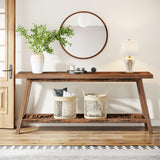 Tribesigns Farmhouse Console Entryway Table: 70.9 Inches All Wood Console Table for Entrance, 2 Tiers Narrow Long Behind Couch Sofa Table, Foyer Entry Table for Hallway, Living Room, Brown Tribesigns