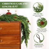 2PCS Christmas Garland, Cedar Garland -Realistic Greenery Cypress Pine Garland with Pinecone for Mantle Table Railing Fireplace Indoor & Outdoor Christmas Decoration Alupssuc