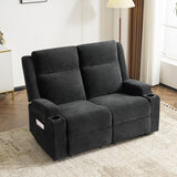 RIHEREFY Loveseat Recliner Sofa, Double Recliner Loveseat with Adjustable Footrest & Cup Holder, Wall Hugger Sofa for Living Room & Home Theater & RV(Black) RIHEREFY