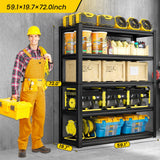 LLIIFFEE 72" H|59.1" W Storage Shelves Heavy Duty Adjustable 5 Tier Garage Shelving 3000 lbs Metal Shelf Industrial Utility Rack for Warehouse, Pantry, Basement, Workshop Storage & Organization LLIIFFEE