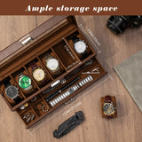 ProCase Watch Box for Men, 6 Slot Watch Display Case with Drawer, Mens Watch Case With Glass Lid, 2-Layer Jewelry and Watch Storage Watch Holder Organizer for Men Women -6 Slot, Espresso ProCase