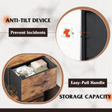 WLIVE Dresser with 3 Drawers, Fabric Nightstand, Organizer Storage Dresser for Bedroom, Hallway, Entryway, Closets, Sturdy Steel Frame, Wood Top, Easy Pull Handle, Rustic Brown Wood Grain Print WLIVE