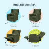 DaVinci Carter’s Arlo Swivel Rocker Recliner Chair - GREENGUARD Gold, FSC & Certi-PUR US Certified - Ultra Comfy Nursery Glider Recliner - Glider Rocking Chair for Nursery & Living Room - Forest Green DaVinci