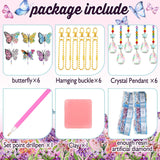 Tradder 6 Pcs Spring Butterfly Diamond Painting Wind Chimes Diamond Painting Suncatcher Art Kit Double Sided Butterfly Ornaments 5d Rhinestone for Spring Home Garden Tradder