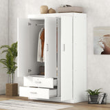 Aiuyesuo Modern Wardrobe with 3-Door and 2 Drawers, Wood High Cabinet Closet, 68.2" Tall Bedroom Armoires with Hanging Rods for Bedrooms Entryway (White-3 Doors) Aiuyesuo