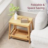 BEKVEM Bamboo Folding Step Stool with Sturdy Structure and Wide Stepping Surface for Safety, Multi-Purpose Foldable Step Stool, Step Ladder for Bathroom,Bedroom,Kitchen Step Stools for Adults 350 lbs BEKVEM