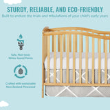 Dream On Me Chelsea 5-In-1 Convertible Crib In Natural, JPMA Certified Dream On Me
