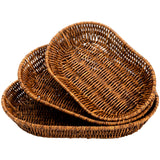 Hedume Set of 3 Wicker Baskets, Bread Baskets Sets, Tabletop Food Serving Baskets Trays, Handwoven Storage Basket Bin, Fruit Vegetables Sundries Storage Basket for Home, Restaurant, Bakery Hedume