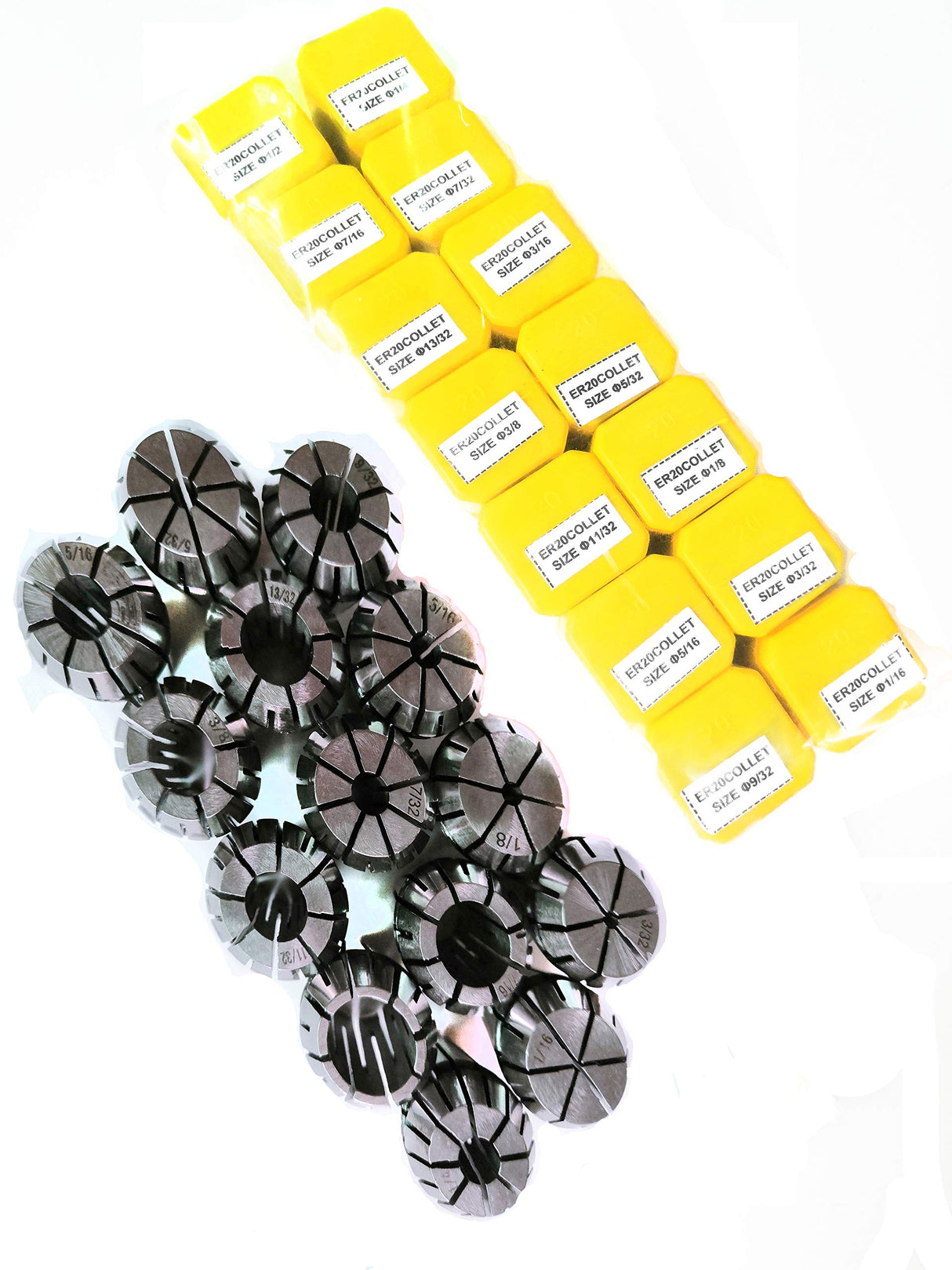 ER20 Spring Collet Set for CNC Engraving Machine and Milling Lathe Tool Workholding Engraving Collets(ER20-14pcs) FLS
