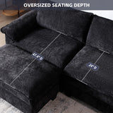 mestyl Modular Sectional Sofa Comfy Cloud Couch, U Shaped 3 Deep Seat Sofa Couch with 2 Ottoman, 120" Soft Modern Couches Set for Living Room, Chenille, Black, MT001 mestyl