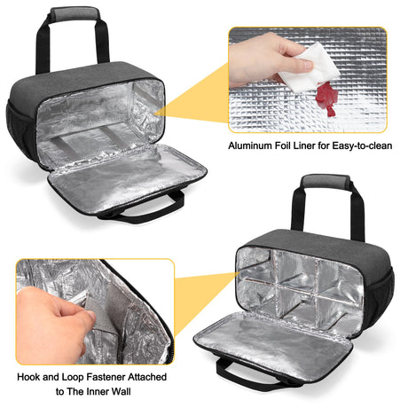 Acrylic Paint Organizer Bag for up to 54 Bottles (2 oz), Art Supply Storage Case with Handle Strap, Extra Pocket for Paint Brushes, etc, Aluminum Foil Liner for Easy Cleaning, Patented Design (Grey) GRAOSO