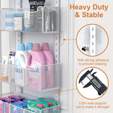 VyGrow Over The Door Organizer, Metal Door Organizer Hanging with 5 Adjustable Baskets and Coat Hook, Behind The Door Storage for Bedroom Closet Bathroom Pantry Cabinet Kitchen, White VyGrow