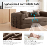 Convertible Modular Sleeper Sofa Bed, Mid Century Modern Decor Love Seat Memory Foam Couches, Sleeper Sofa Bed for Living Room, Solid & Easy to Install Cloud Couch (Brown) QQR