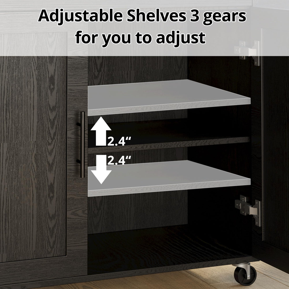 Rolling Black Kitchen Island Cart with Drop Leaf, Storage Cabinet & Spice Rack by IRONCK IRONCK