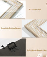 Afuly 5x7 Picture Frame Natural Boho Picture Frames Beige Chic Bohemian Photo Frame Desk Picture Frames for Wall Hangings Home Decor, Wedding Gifts for Couple Grandma Mom Women Afuly