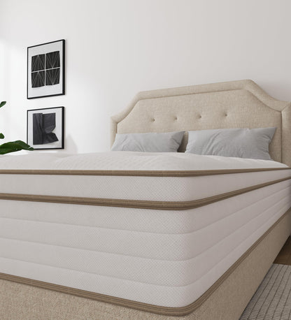 KOANTTI Queen Mattress,12 Inch Memory Foam Hybrid Mattresses in a Box with Individual Pocket Spring,for Pressure Relief & Motion Isolation Queen Size Mattress,CertiPUR-US.