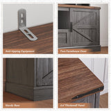 Entertainment Center with 2 LED Lights & Power Outlets, Large Farmhouse Wall Unit Entertainment Center for 60 Inch Television Stand, TV Stands for Living Room with Storage Shelf, Dark Grey EnHomee