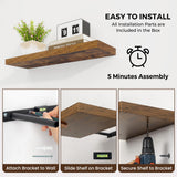 48 Inch Fireplace Mantel Shelf Floating Shelves for Large Wall Mounted Shelves with Invisible Brackets,Brown Long Wall Shelves for Decor Storage Bathroom,Living Room,Kitchen,Office,48"x 9.1" Set of 2 Dreamland