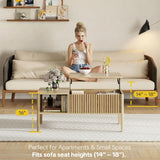 Fluted Lift Top Coffee Table for Living Room, Small Coffee Table with Storage Hydraulic Lift Large Capacity, Sturdy Legs Safe Round Corner, Easy Assembly for Small Spaces, Vertical Grain-Natural RUMBALUXY
