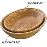 amololo Large 14inch Oval Rattan Fruit Serving Basket,Wicker High Wall Fruit Vegetable Serving Basket Bowl,Large Rattan Dining Table Bowl for Various Things,Bread,Snack,Odds and Ends,Natural Brown amololo