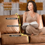 ovios 73.6" Luxury Sofa Couch, 3-Seater Comfy Suede Faux Leather Sofas Couches, Mid-Century Modern Neutral Deep Seat Small Cloud Sofa for Living Room Office, Brown ovios