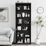 Casaphoria 82" H Wooden Bookcase, Heavy Duty Bookshelves, 6-Tier Wide Bookshelf with Large Storage Space for Home Office, 82" H x 31" W x 16" D, 130Lb, Black Casaphoria