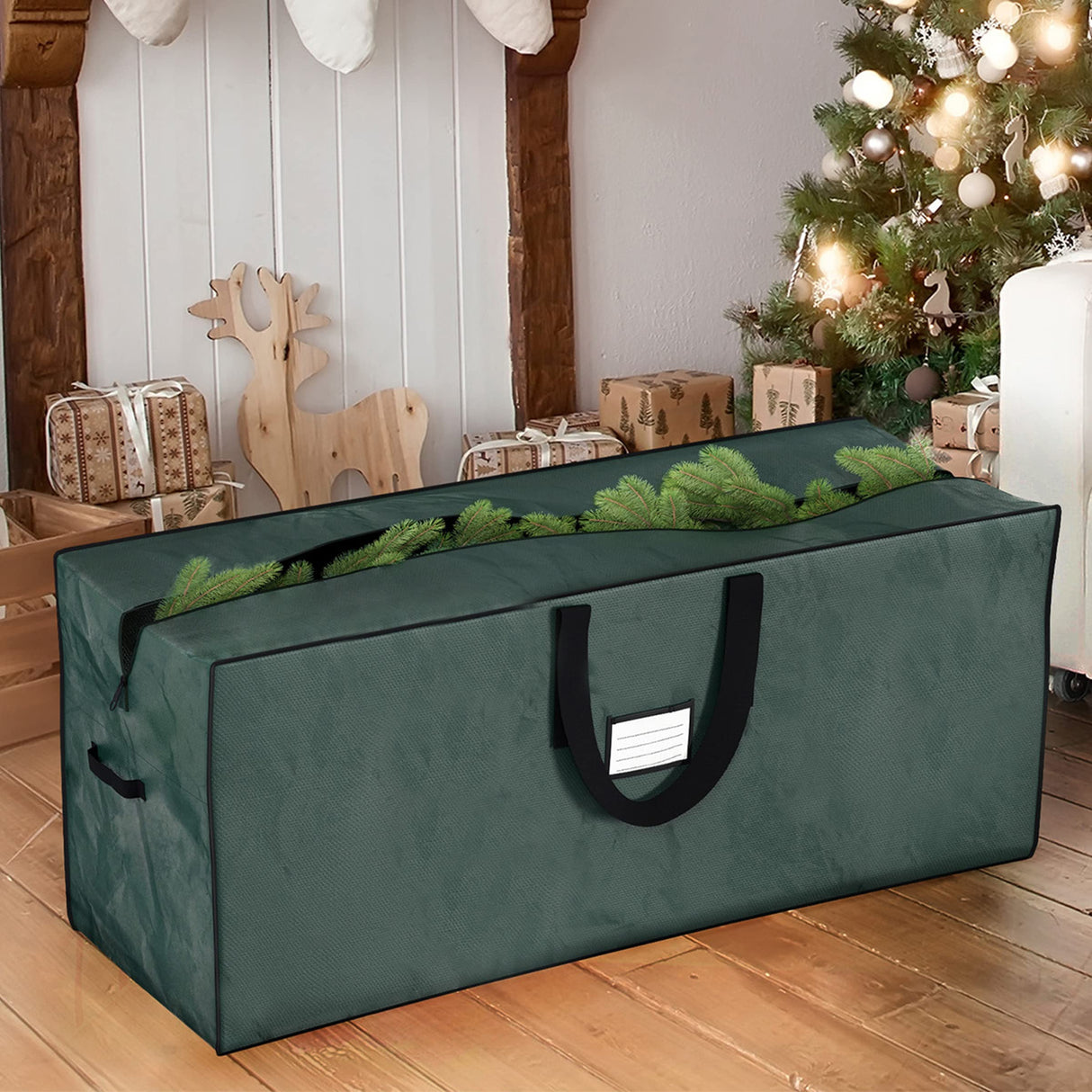 Storage Bag 65-Inch-Long with Handles and Zipper Closure for Moving Christmas Trees Clot Elf Stor