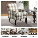 HULALA HOME Modern Accent Chair with Arms and Wooden Legs, Mid Century Accent Chair Armchair High Back Rest, Padded Armrest and Comfortable Cushioned Seat for Living Room (Buffalo Beige) HULALA HOME