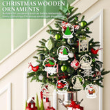 36PCS Wooden Hollow Christmas Ornaments for Paint Christmas Tree Decorations 6 Styles, DIY Blank Unfinished Wood Reindeer Santa Claus Snowman Snowflake Angle Cutouts for Crafts Winter Hanging Decora Sophena