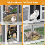 48" Wooden Rabbit Hutch Indoor Waterproof, Chicken Coop, 2 Lockable Doors Bunny Cage Indoor with Weather-Resistant Small House & Open Courtyard, Rabbit Cage Indoor with Wire Fence and Cleaning Tray TROPOW