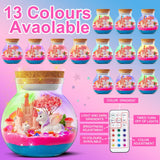 Light-Up Unicorn Terrarium Kit for Kids: LED Night Light Up & Remote Birthday Gifts for Girl Ages 4 5 6 7 8-12 Year Old Unicorn Toys for Girls Age 4-6 - Arts and Crafts Meijoy