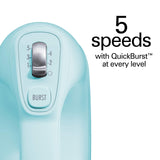 Hamilton Beach Professional 5-Speed Electric Hand Mixer with Snap-On Storage Case, QuickBurst, Stainless Steel Twisted Wire Beaters and Whisk, Mint (62658) Hamilton Beach Professional