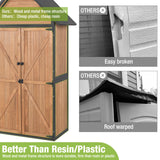 GUTINNEEN Shed Outdoor Storage Upgraded with Durable Metal Frame Garden Shed Tool Storage Cabinet with Wooden Floor Adjustable Shelfs 2.5 x 1.4FT （Brown） GUTINNEEN