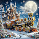 5D Christmas Diamond Art Kits for Adults, Snowy Steam Train Diamond Painting Kits for Beginners, DIY Special Shaped Paint by Diamonds Crystal Gem Art Painting Kit for Home Wall Decor 11.8x11.8inch GXGLLPZBY