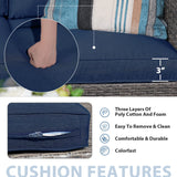 JOIVI Patio Furniture Set, 4 Piece Outdoor Patio Conversation Set, All-Weather PE Rattan Wicker Sectional Patio Sofa Set with Tempered Glass Coffee Table for Family Gatherings, Navy Blue JOIVI