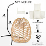 LEX CRAFT Egg Chair with Stand, Patio Wicker Hanging Chair, Hammock Swing Chair, 350LBS Capacity for Bedroom, Balcony, Garden (YE-BE) LEX CRAFT