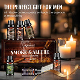 Men Essential Oils Set, Fragrance Oil for Diffuser, Leather, Tobacco, Cedar, Bourbon Whisky, Bergamot, Candle Scents for Candle Making, Soap Making Supplies, Man Aromatherapy Diffuser Oils Kit(6x10ML) Aeshory