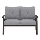 RoyalCraft Patio Loveseat, All-Weather Outdoor 2 Seats Sofa Couch,Khaki Metal Furniture with Gray Cushions RoyalCraft