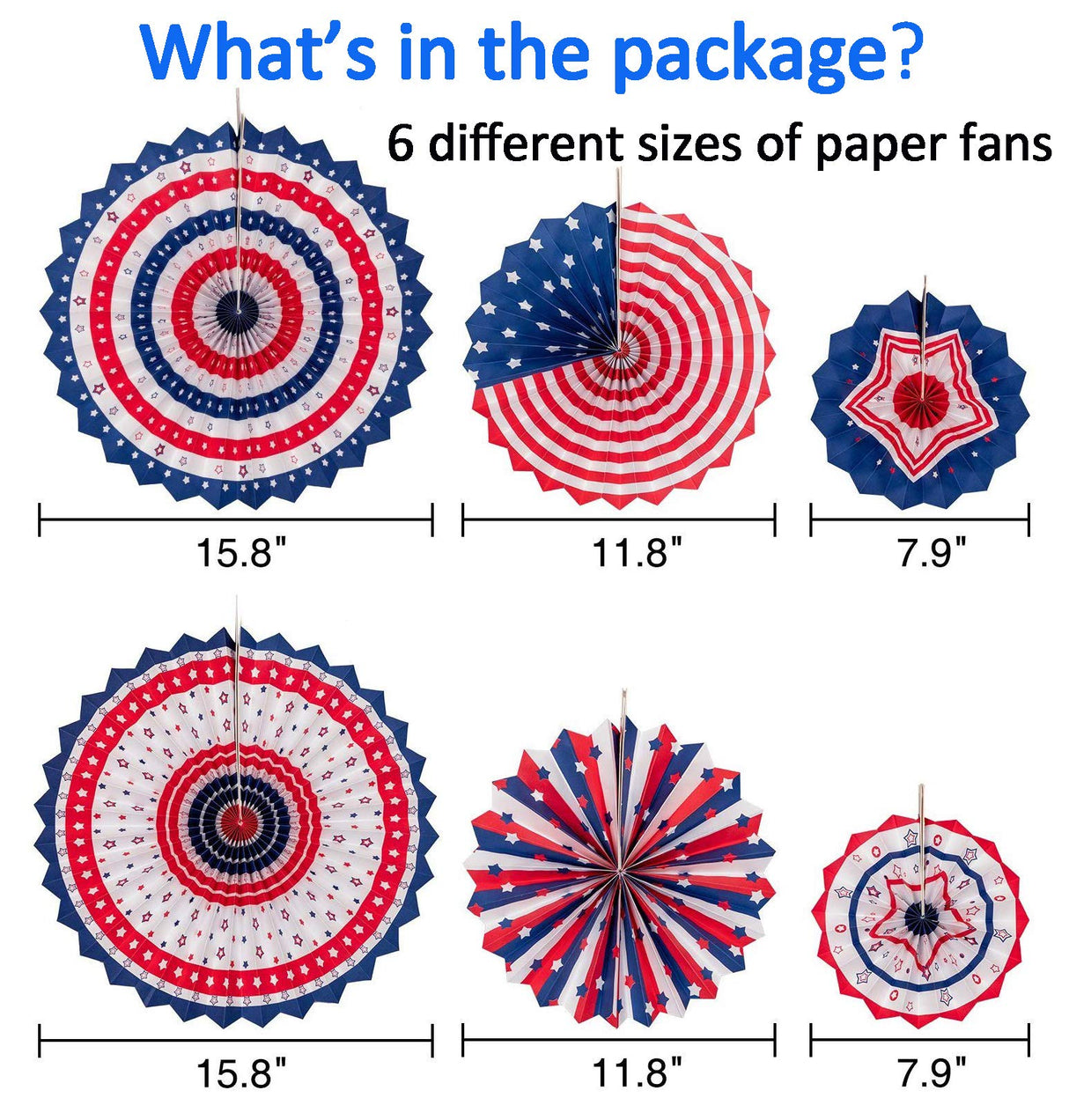 29PCS 4th/Fourth of July Patriotic Decorations Set - Red White Blue Paper Fans,USA Flag Pennant,Star Streamer,Pom Poms,Hanging Swirls Party Decor Supplies jollylife