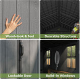 Patiowell 4x8 FT Outdoor Storage Shed with Floor & Windows, Lockable Resin Tool Shed for Garden, Backyard, Patio, and Lawn Equipment - Easy Assembly, All-Weather Protection, Gray (Fit-it Shed) Patiowell