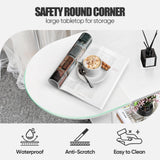 White Coffee Tables for Living Room,Mid Century Oval Center Table with Storage Shelf and Wood Tabletop,2-Tier Modern Narrow Cocktail Tea Table for Small Space,Small Apartment KANEODOT