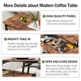 HOMERECOMMEND Lift Top Coffee Table with Storage Shelf and Hidden Compartments,Coffee Tables for for Living Room,Rustic Brown Lift Top Coffee Table HOMERECOMMEND