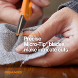Fiskars Original Orange Handled Scissors 2-Piece Set, 5" Micro Tip and 8" Stainless Steel Scissors, Paper and Fabric Supplies for Office and Arts and Crafts Set, Orange Fiskars