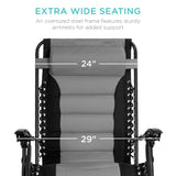 Best Choice Products Oversized Padded Zero Gravity Chair, Folding Outdoor Patio Recliner, XL Anti Gravity Lounger for Backyard w/Headrest, Cup Holder, Side Tray, Polyester Mesh - Black/Gray Best Choice Products