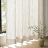 Natural Pinch Pleated Linen Curtains 84 Inch Long 2 Panels for Living Room Bedroom Country Farmhouse Thick Linen Textured Semi Sheer Back Tab Pinch Pleat Hooks Rings Window Curtain Birch Cream 7 FT Drapenova