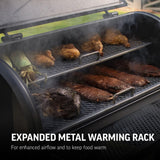 Char-Griller® Grand Champ Charcoal Offset Grill and Smoker, Premium Heavy Duty Steel, Folding Front Shelf, Barrel Grill with Side Firebox, Black, Model 8250 Char-Griller