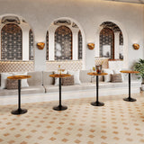 HOOBRO 2 Pcs Bar Table, Height-Adjustable Round Pub Table 27-35.4 Inches with Sturdy Base, Modern Style, Easy to Assemble, Suitable for Small Space, Rustic Brown and Black BF58BTP201G1 HOOBRO